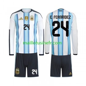 Maillot de Foot Argentine Enzo Fernandez 24 World Cup Domicile 2026 Manches Longues - Enfant